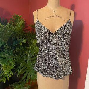 BANANA REPUBLIC | black & white silk fitted cami M